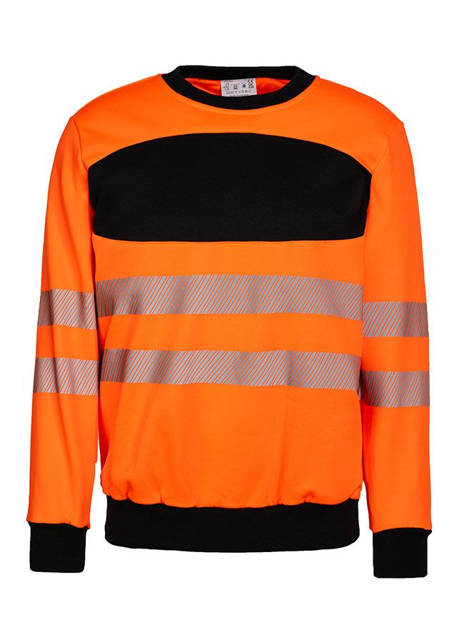 KORNTEX-Warnschutz, EOS Hi-Vis Sweatshirt mit schwarzer Brustpartie, signal-orange/schwarz