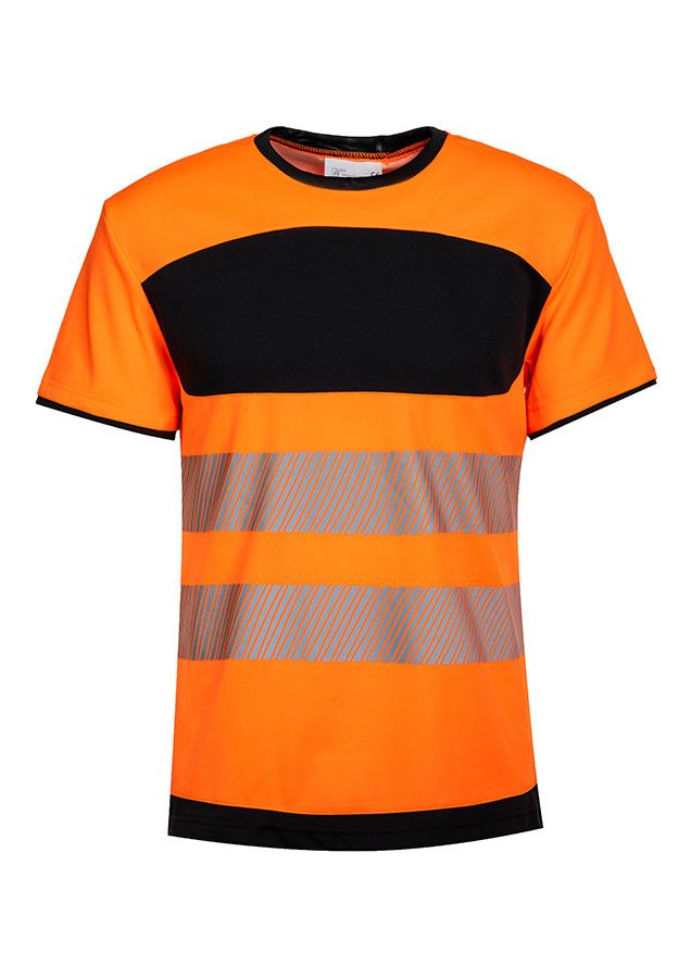 KORNTEX-Warnschutz, EOS Hi-Vis T-Shirt mit schwarzer Brustpartie, signal-orange/schwarz