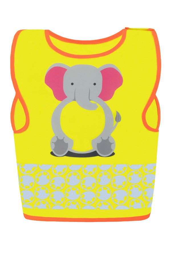 KORNTEX-Warnschutz, Kinder Warnweste Funtastic Wildlife, CO2 Neutral, signal-gelb/Elefant
