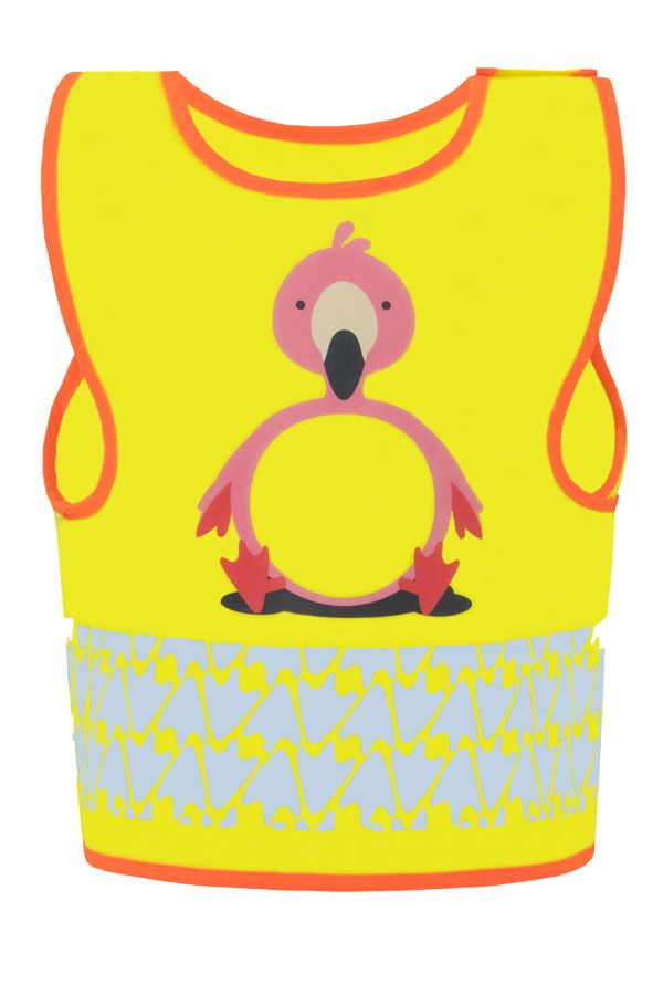 KORNTEX-Warnschutz, Kinder Warnweste Funtastic Wildlife, CO2 Neutral, signal-gelb/Flamingo