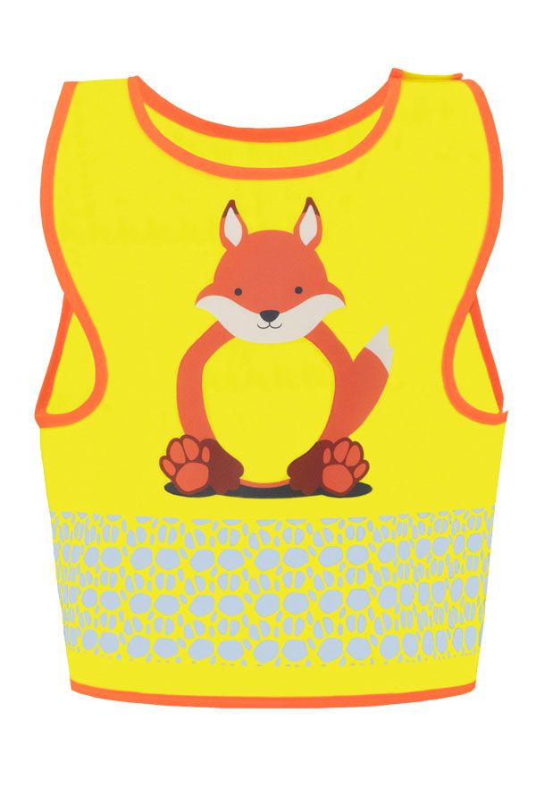 KORNTEX-Warnschutz, Kinder Warnweste Funtastic Wildlife, CO2 Neutral, signal-gelb/Fuchs