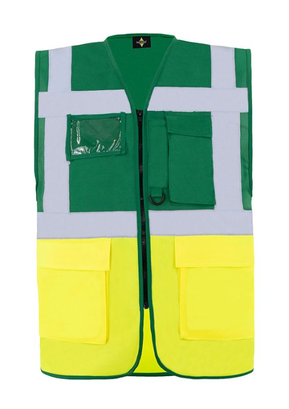 KORNTEX-Warnschutz, Comfort Executive Multifunctional Safety Weste Hamburg, waldgrün/signal gelb