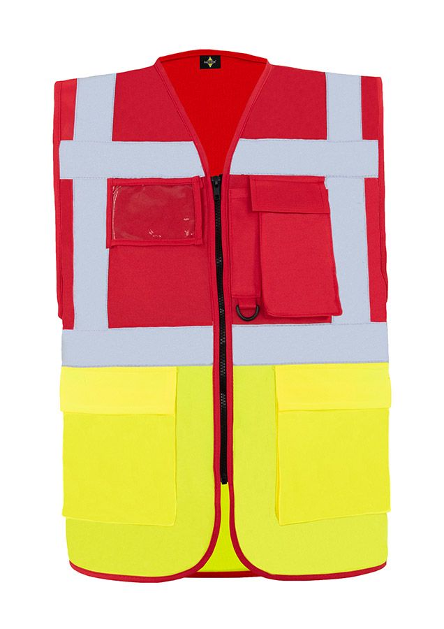 KORNTEX-Warnschutz, Comfort Executive Multifunctional Safety Weste Hamburg, rot/signal gelb