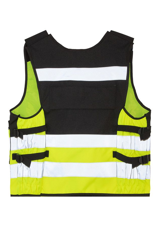 Korntex® Tactical Warnweste Stammheim - Elastischer Bund und 360° Sichtbarkeit - Schwarz/ Signal Gelb
