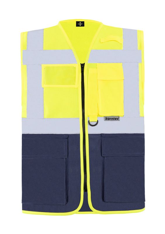 KORNTEX-Warnschutz, Multi-Funktions-Warnschutzweste, signal-gelb/marineblau