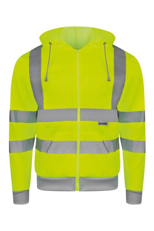KORNTEX-Warnschutz, Hi-Vis Zipper Hoodie, Galway, Farbe: signal-gelb
