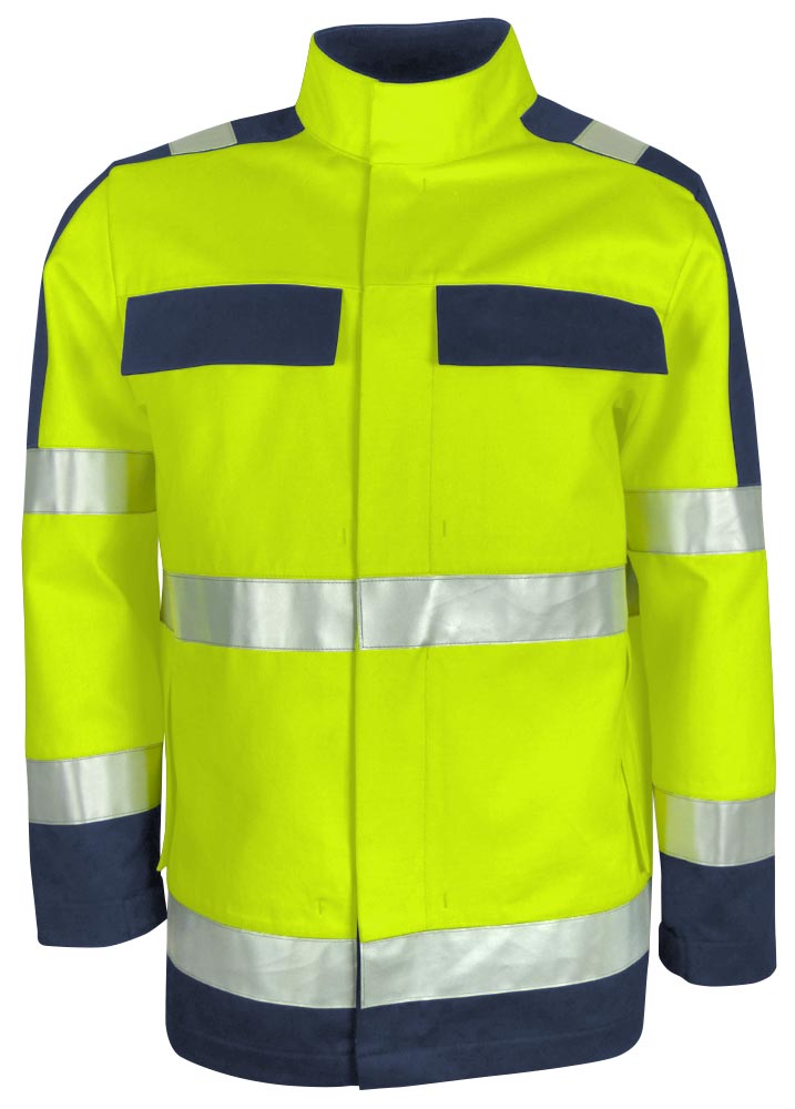 TEAMDRESS-PSA-Warnschutz, High Vis Multinorm, Jacke, EN ISO 11612, EN 13034, warngelb/marine