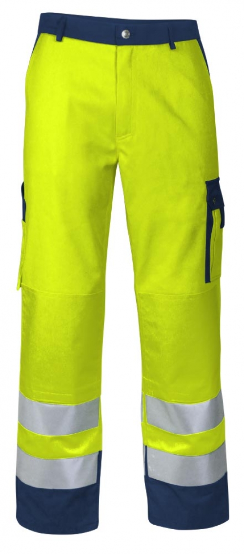 TEAMDRESS-PSA-Warnschutz, Bundhose, mit Knietasche, Kl. 2, warngelb/marine
