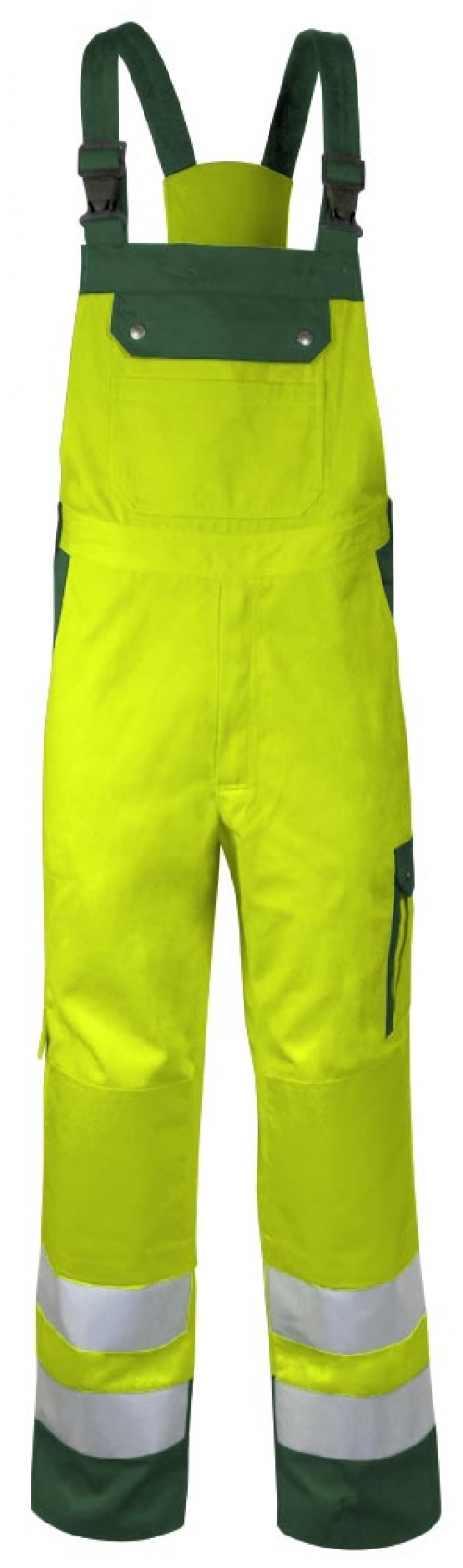 TEAMDRESS-PSA-Warnschutz, Latzhose, mit Knietasche, Kl. 2, warngelb/grün