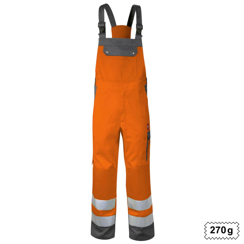 Teamdress-Latzhose Warnschutz +KT warnorange/grau