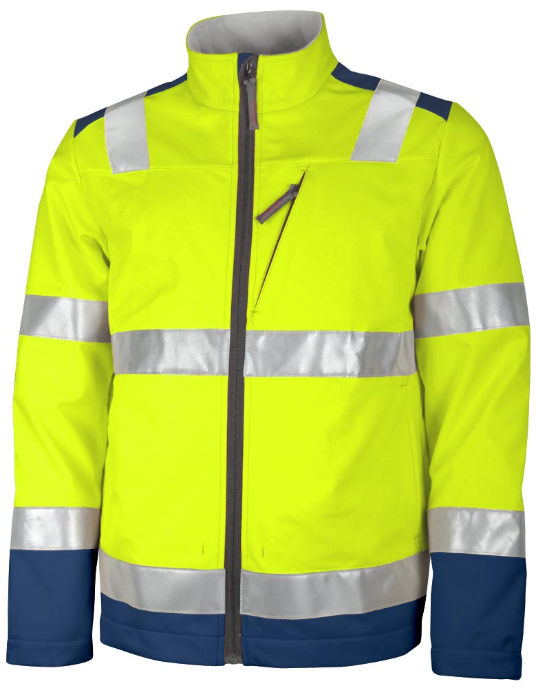 TEAMDRESS-PSA-Warnschutz, Softshelljacke, Kl. 2, warngelb/marine