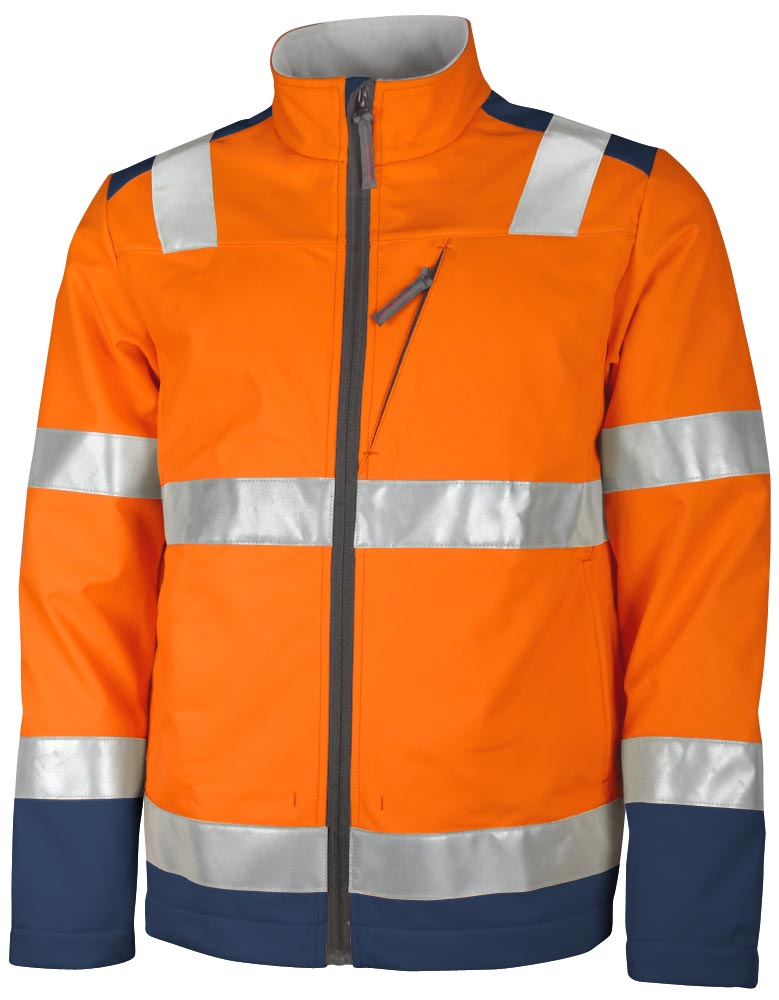 TEAMDRESS-PSA-Warnschutz, Softshelljacke, Kl. 2, warnorange/marine