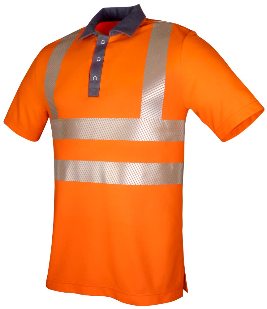 TEAMDRESS-PSA-Warnschutz, Poloshirt, Kl. 2, warnorange/grau