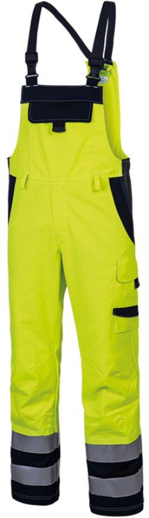 HB-Warnschutz, Störlichtbogenschutz-Warn-Latzhose, 100 g/m², warngelb/navy