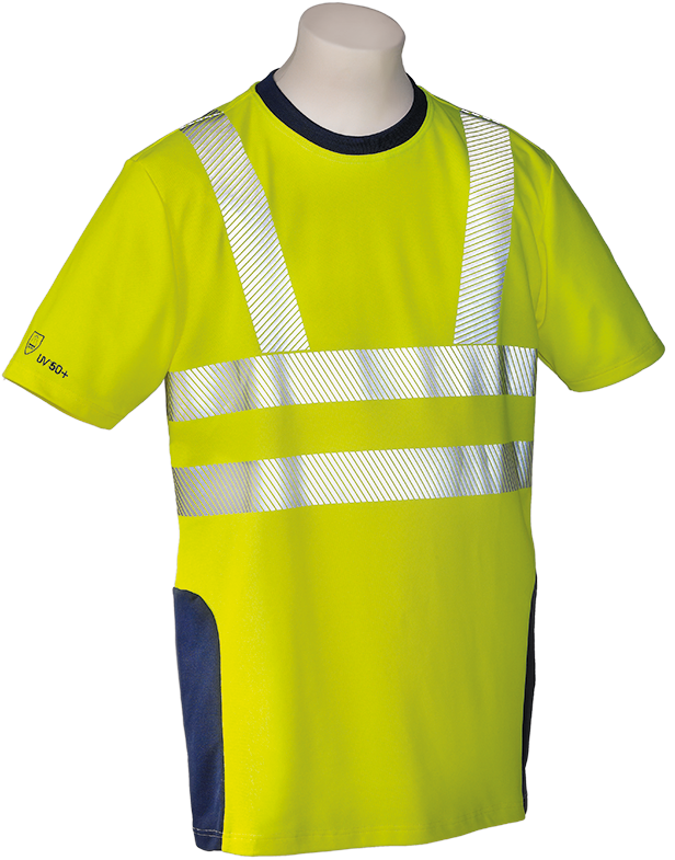 HB-Warnschutz, Warn- und Wetterschutz-T-Shirt, 185 g/m², warngelb/hydronblau
