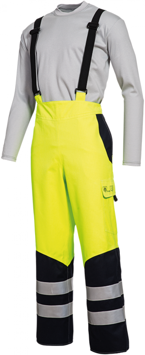 HB-Warnschutz, Warn- und Wetterschutz-Trägerhose, 300 g/m², warngelb/navy