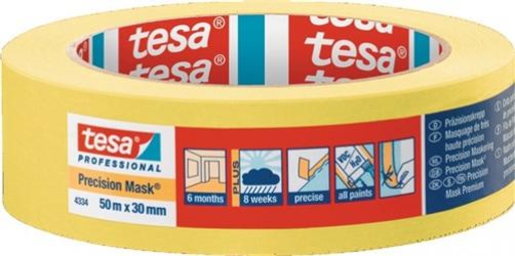 NW-TECWERK (Promat), TESA-Präzisionskrepp® 4334 glatt gelb L.50m B.30mm Rl.
