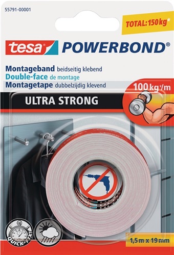 TESA-Montageband Powerbond® 55791 L.1,5m B.19mm transp.Rl.
