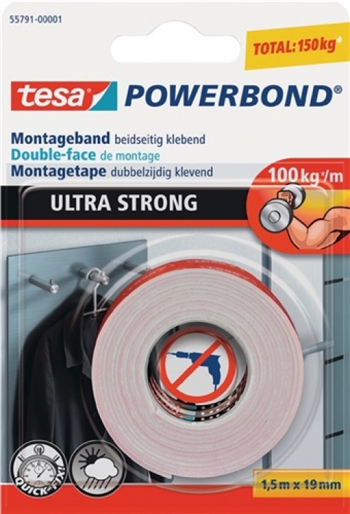 NW-TECWERK (Promat), TESA-Montageband Powerbond® 55791 L.1,5m B.19mm transp.Rl.