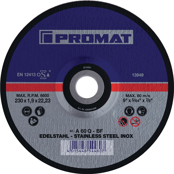 NW-TECWERK (Promat), Trennscheibe INOX D230x1,9mm gekr.INOX Bohrung 22,23mm
