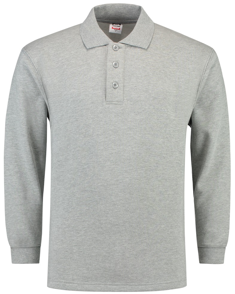 TRICORP-Jobwear, Sweatshirt, Polokragen, Basic Fit, Langarm, 280 g/m², grau meliert

