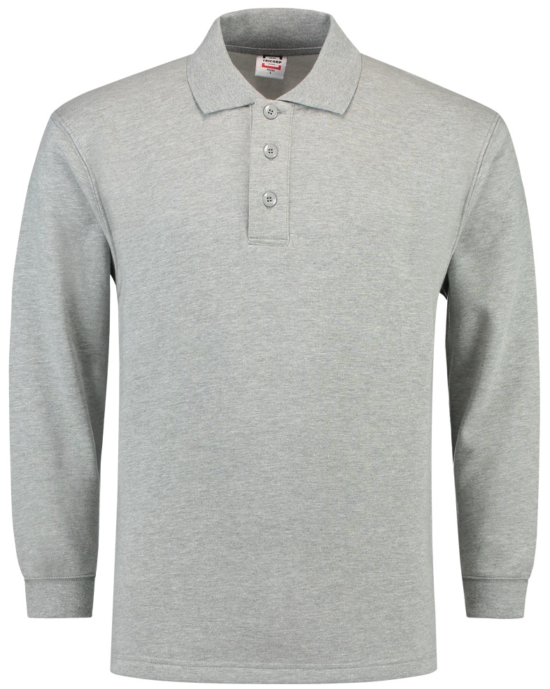 TRICORP-Jobwear, Sweatshirt, Polokragen, Basic Fit, Langarm, 280 g/m², grau meliert