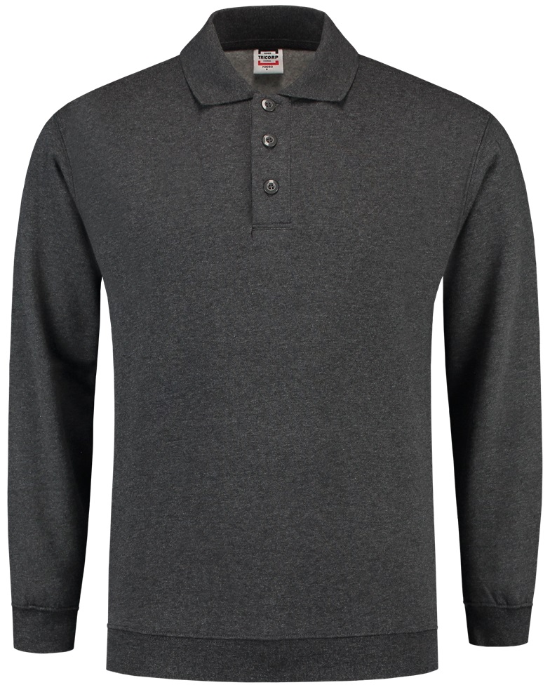 TRICORP-Jobwear, Sweatshirt Polokragen und Bund, Basic Fit, Langarm, 280 g/m², anthrazit meliert