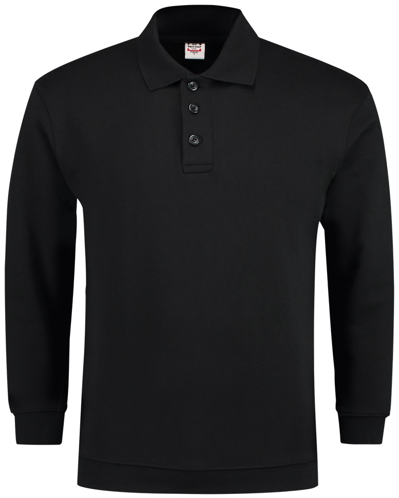 TRICORP-Jobwear, Sweatshirt Polokragen und Bund, Basic Fit, Langarm, 280 g/m², black


