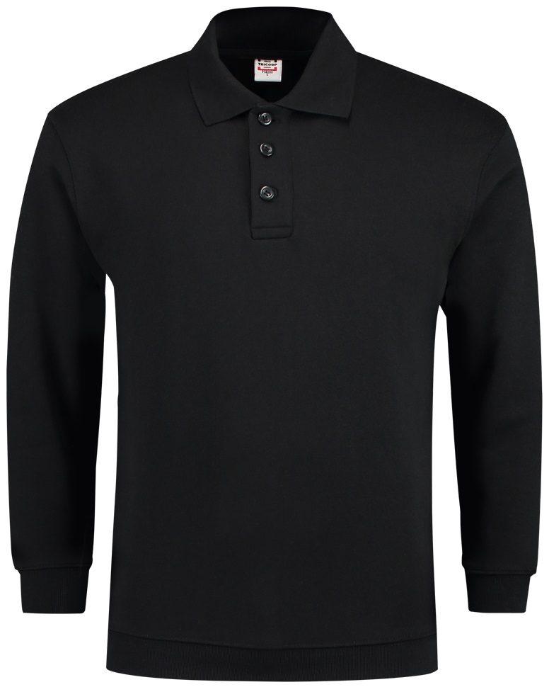 TRICORP-Jobwear, Sweatshirt Polokragen und Bund, Basic Fit, Langarm, 280 g/m², black