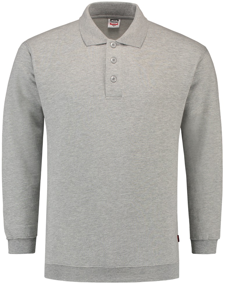TRICORP-Jobwear, Sweatshirt Polokragen und Bund, Basic Fit, Langarm, 280 g/m², grau meliert