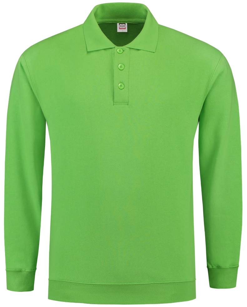 TRICORP-Jobwear, Sweatshirt Polokragen und Bund, Basic Fit, Langarm, 280 g/m², lime


