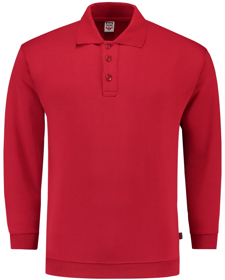 TRICORP-Jobwear, Sweatshirt Polokragen und Bund, Basic Fit, Langarm, 280 g/m², red