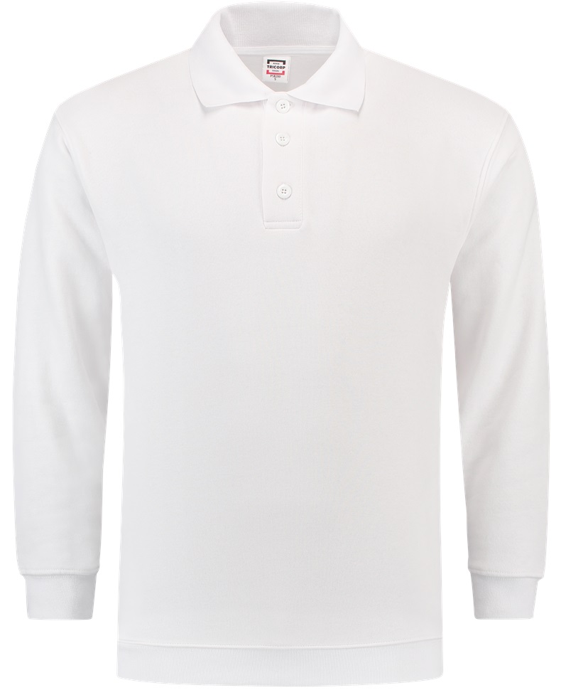 TRICORP-Jobwear, Sweatshirt Polokragen und Bund, Basic Fit, Langarm, 280 g/m², weiß