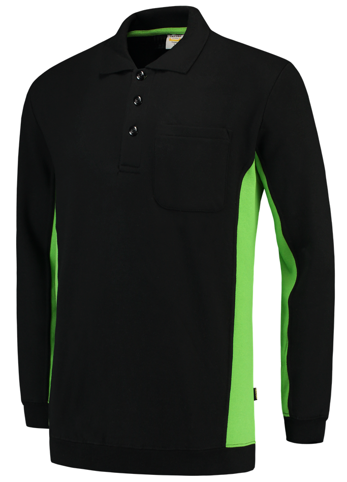 TRICORP-Jobwear, Polosweater, mit Brusttasche, Bicolor, 280 g/m², black-lime


