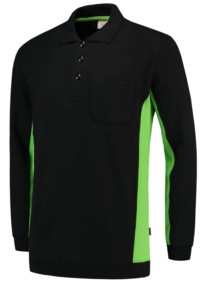 TRICORP-Jobwear, Polosweater, mit Brusttasche, Bicolor, 280 g/m², black-lime