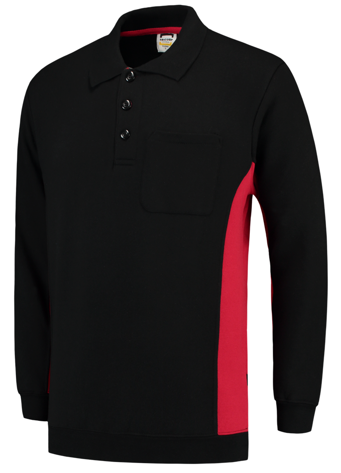 TRICORP-Jobwear, Polosweater, mit Brusttasche, Bicolor, 280 g/m², black-red
