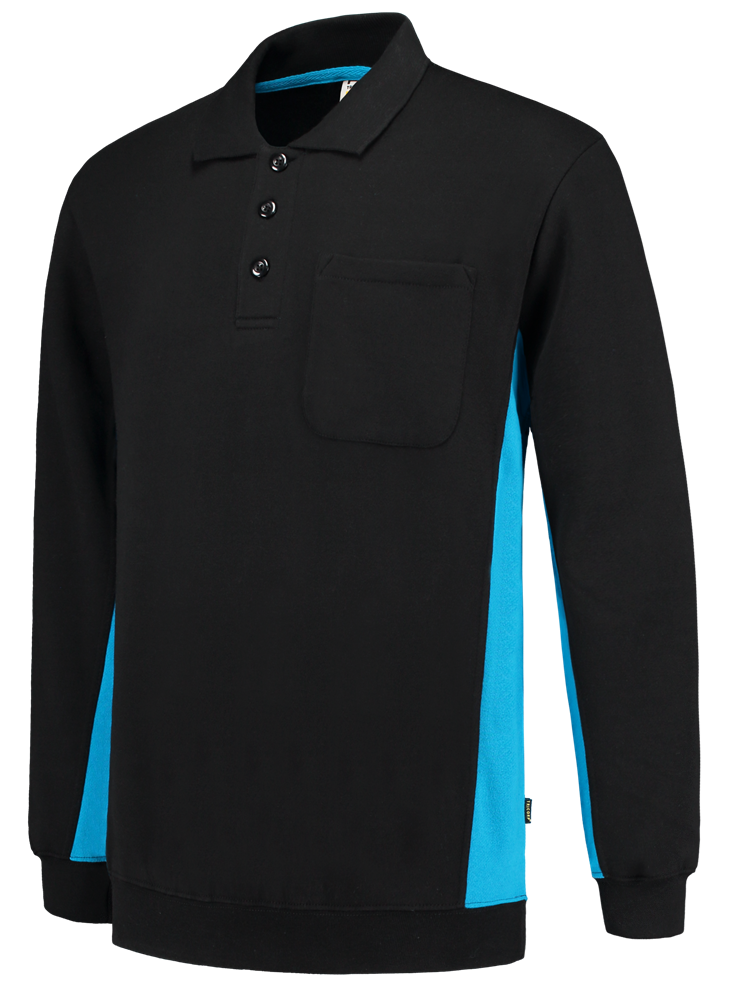 TRICORP-Jobwear, Polosweater, mit Brusttasche, Bicolor, 280 g/m², black-turquoise