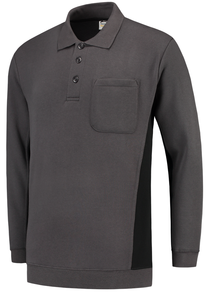 TRICORP-Jobwear, Polosweater, mit Brusttasche, Bicolor, 280 g/m², darkgrey-black


