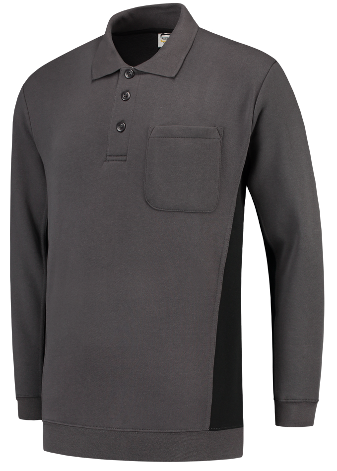 TRICORP-Jobwear, Polosweater, mit Brusttasche, Bicolor, 280 g/m², darkgrey-black