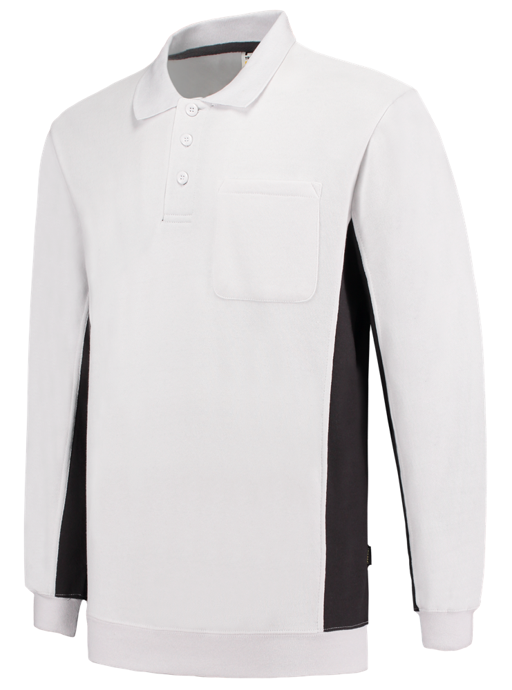 TRICORP-Jobwear, Polosweater, mit Brusttasche, Bicolor, 280 g/m², white-darkgrey