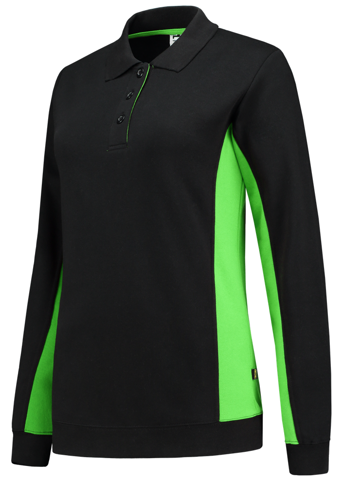 TRICORP-Jobwear, Damen-Sweatshirt mit Polokragen, 280 g/m², black-lime


