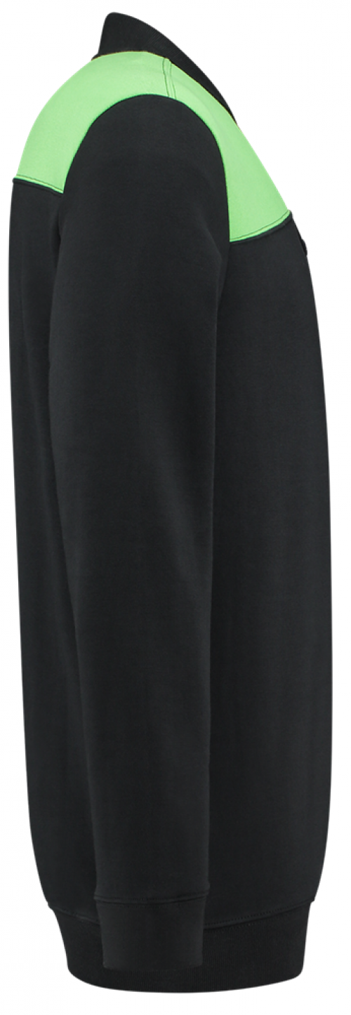 TRICORP-Jobwear, Sweatshirt Polokragen Bicolor, Basic Fit, 280 g/m², black-lime