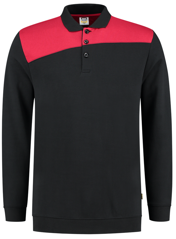 TRICORP-Jobwear, Sweatshirt Polokragen Bicolor, Basic Fit, 280 g/m², black-red

