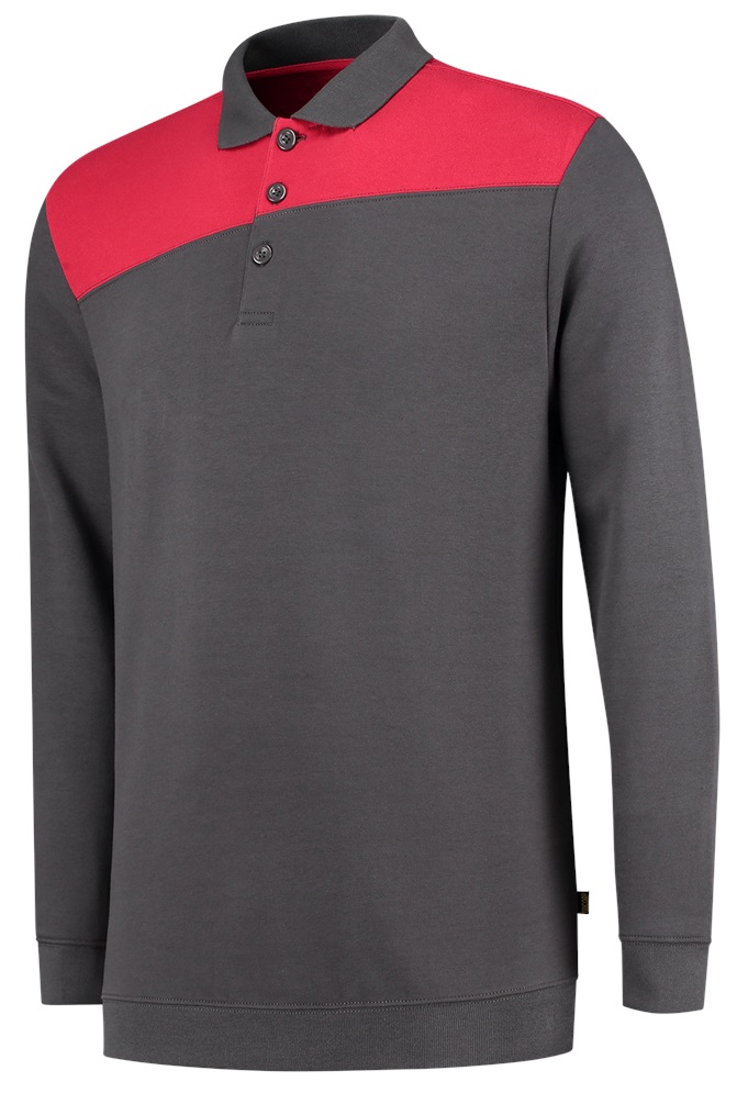 TRICORP-Jobwear, Sweatshirt Polokragen Bicolor, Basic Fit, 280 g/m², darkgrey-red