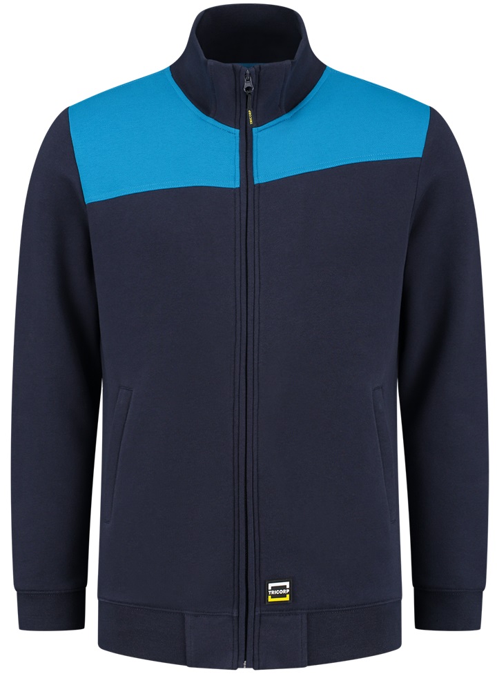 TRICORP-Kälteschutz, Sweatjacke Bicolor Quernaht, ink/turquoise