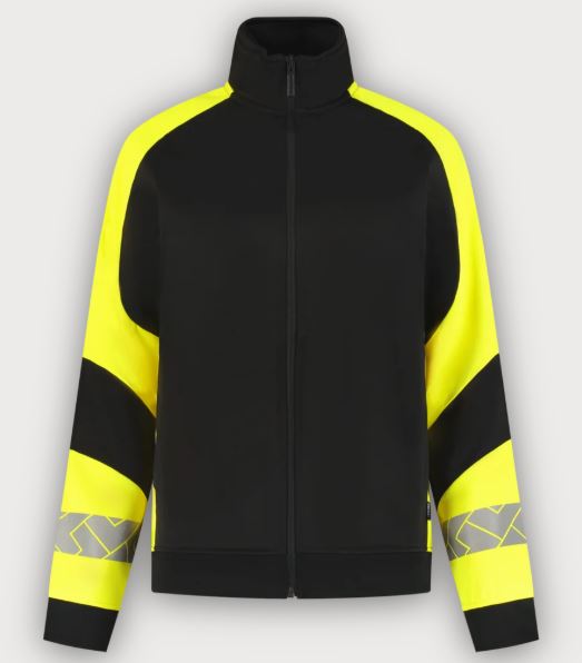 Tricorp Warnschutz Sweatjacke Reflective Redefined Damen, Black-Fluor Yellow