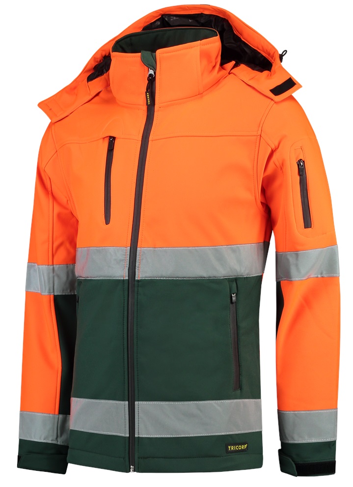 TRICORP-Warnschutz, Warn-Softshelljacke EN ISO 20471 Bicolor, Basic Fit, 300 g/m², fluor orange-green