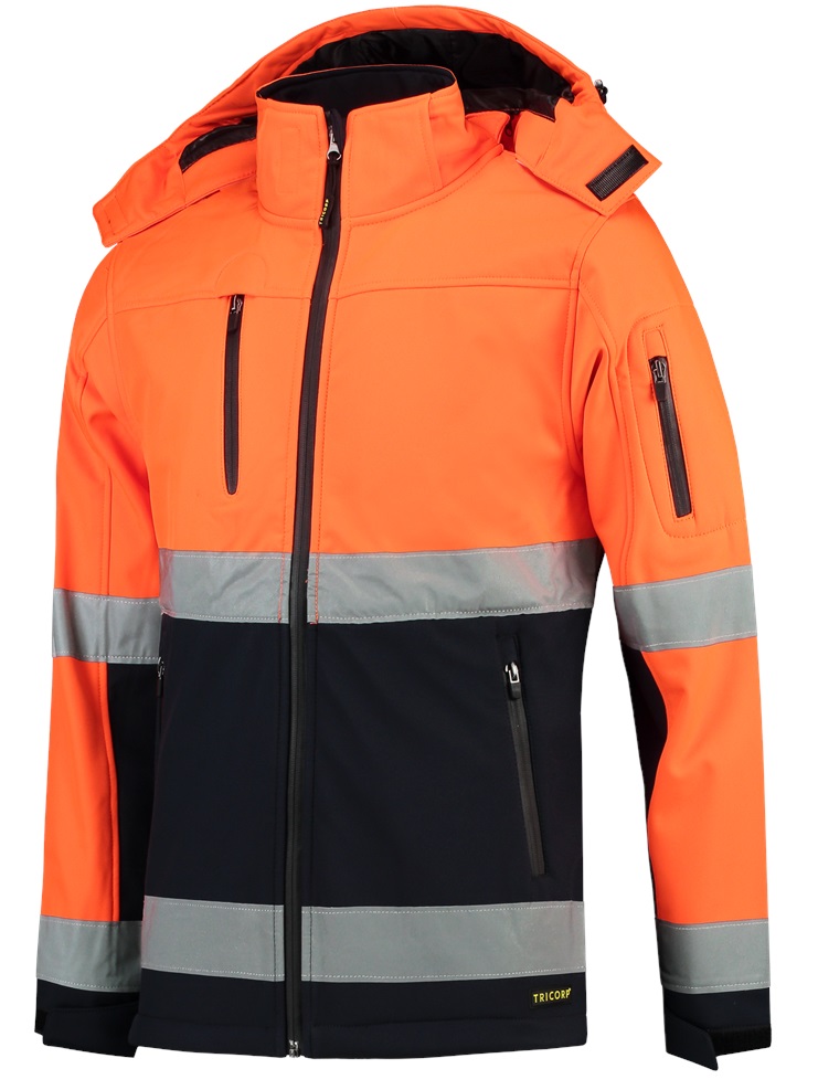 TRICORP-Warnschutz, Warn-Softshelljacke EN ISO 20471 Bicolor, Basic Fit, 300 g/m², fluor orange-navy