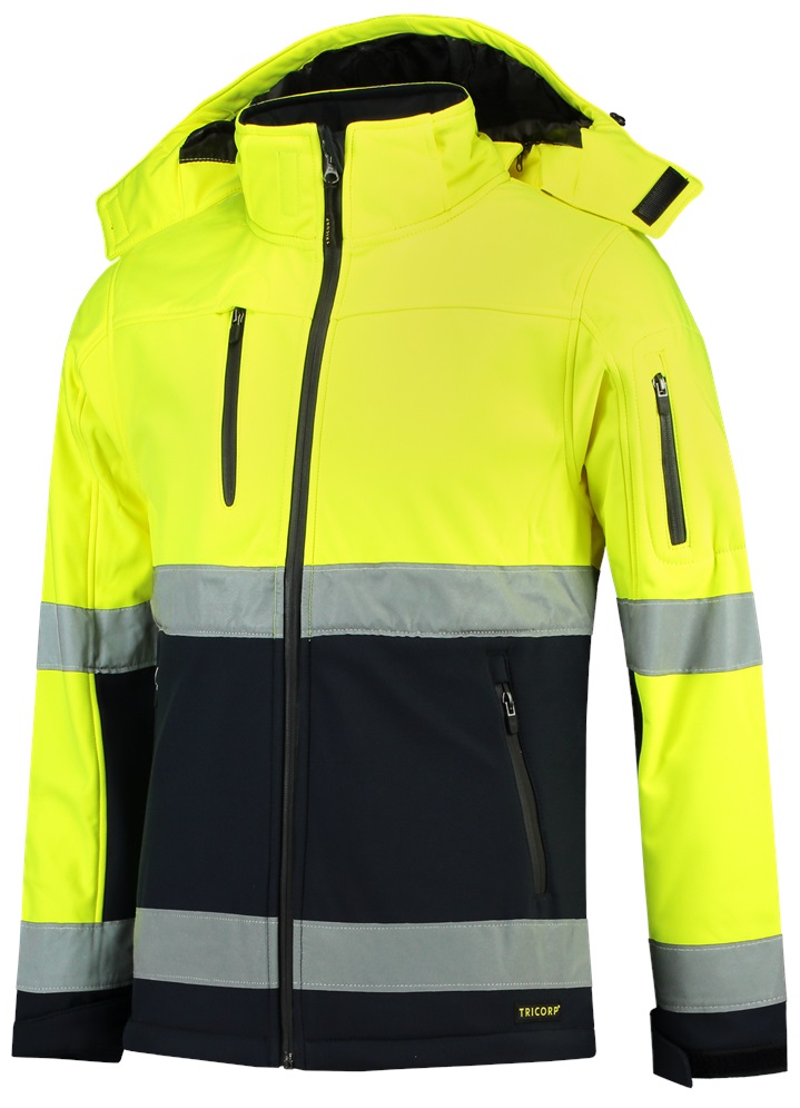 TRICORP-Warnschutz, Warn-Softshelljacke EN ISO 20471 Bicolor, Basic Fit, 300 g/m², fluor yellow-navy