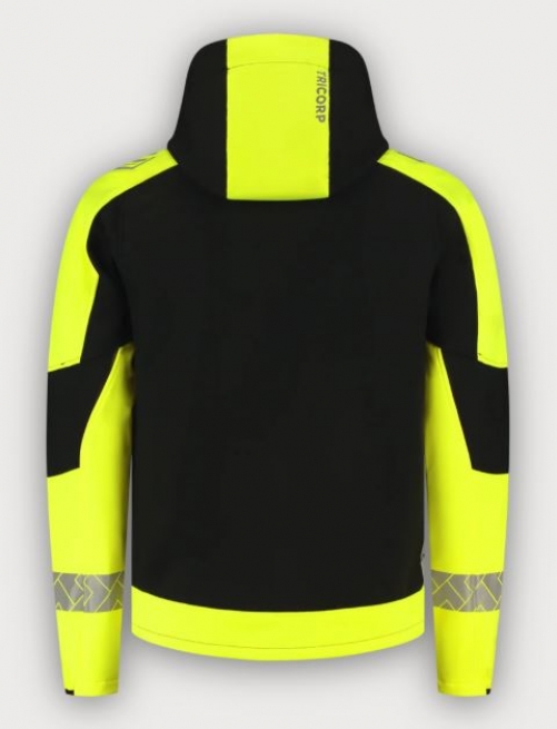 Tricorp Warnschutz Softshelljacke Kapuze Reflective Redefined, Black-Fluor Yellow